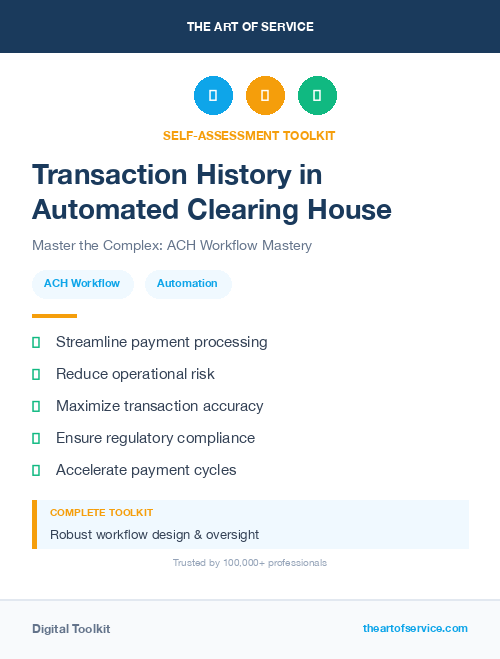 Transaction History in Automated Clearing House