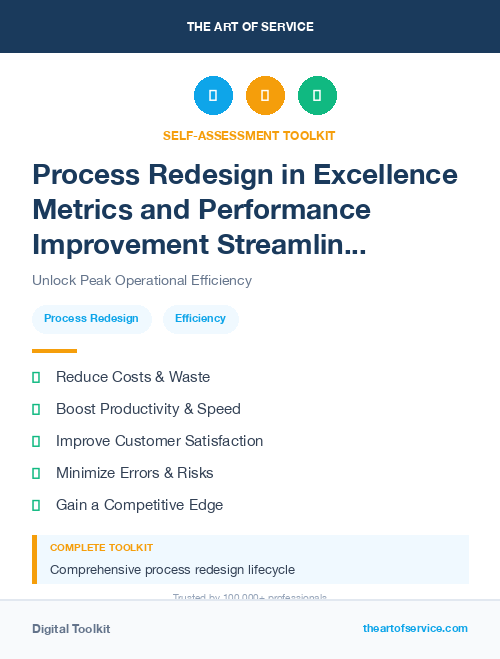 Process Redesign in Excellence Metrics and Performance Improvement Streamlining Processes for Efficiency