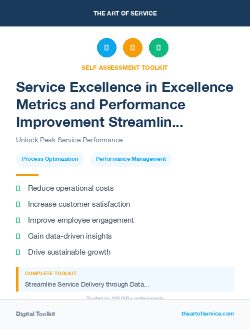 Service Excellence in Excellence Metrics and Performance Improvement Streamlining Processes for Efficiency