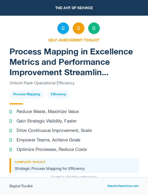 Process Mapping in Excellence Metrics and Performance Improvement Streamlining Processes for Efficiency