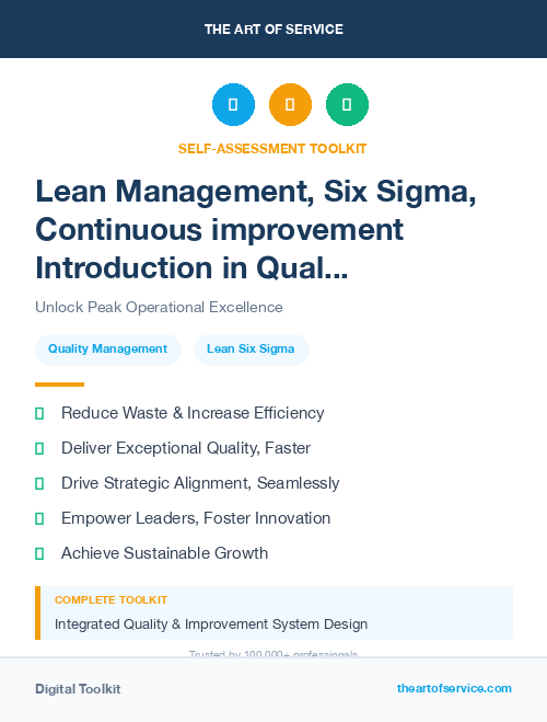 Lean Management, Six Sigma, Continuous improvement Introduction in Quality Management Systems