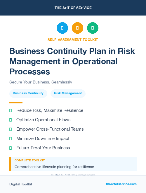 Business Continuity Plan in Risk Management in Operational Processes