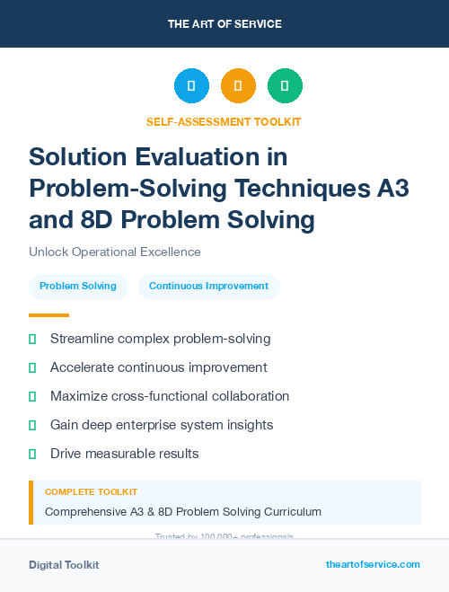 Solution Evaluation in Problem-Solving Techniques A3 and 8D Problem Solving