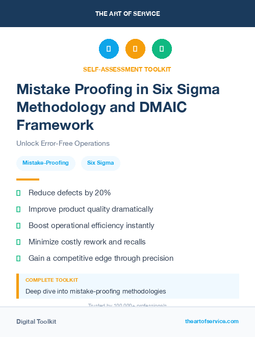 Mistake Proofing in Six Sigma Methodology and DMAIC Framework
