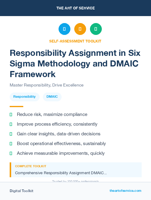 Responsibility Assignment in Six Sigma Methodology and DMAIC Framework