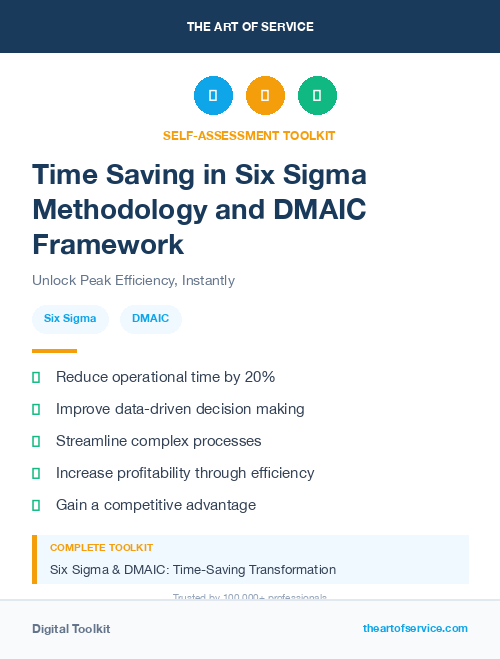 Time Saving in Six Sigma Methodology and DMAIC Framework
