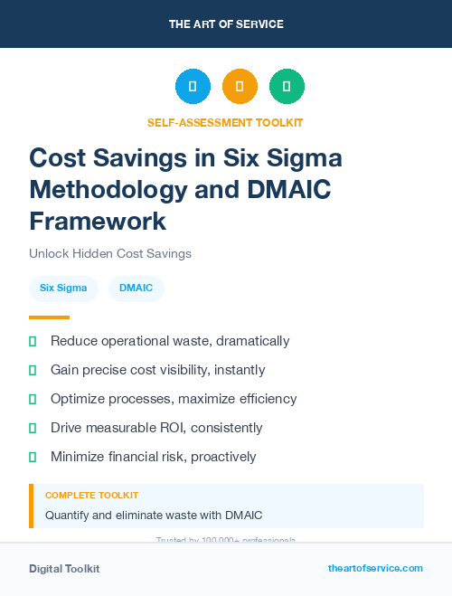 Cost Savings in Six Sigma Methodology and DMAIC Framework