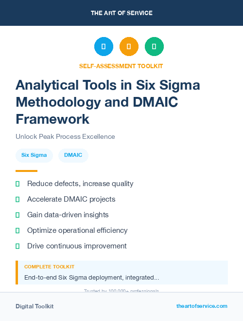 Analytical Tools in Six Sigma Methodology and DMAIC Framework