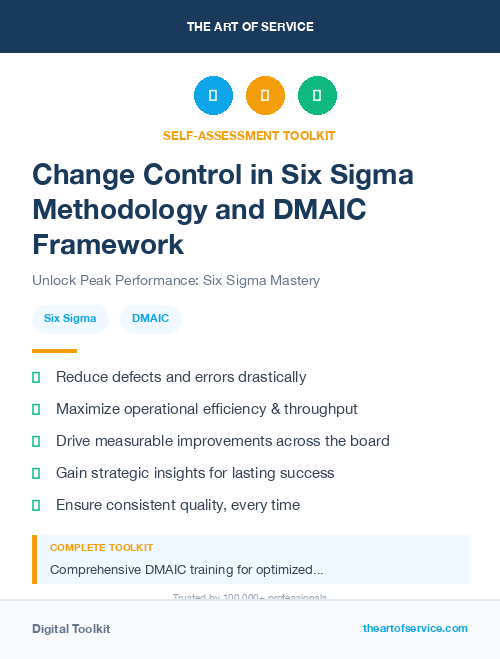 Change Control in Six Sigma Methodology and DMAIC Framework