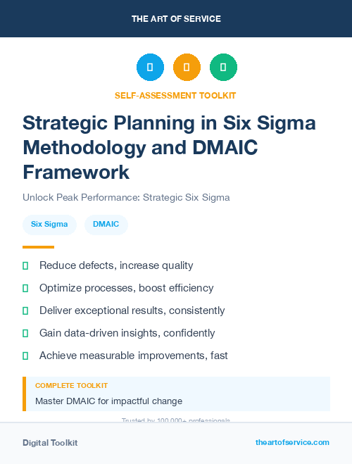 Strategic Planning in Six Sigma Methodology and DMAIC Framework