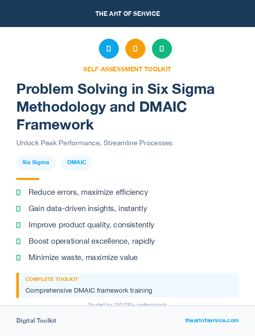 Problem Solving in Six Sigma Methodology and DMAIC Framework