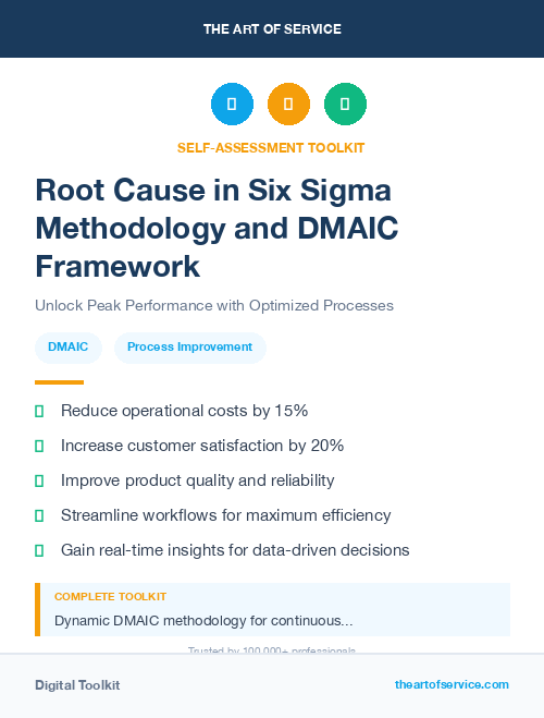 Root Cause in Six Sigma Methodology and DMAIC Framework