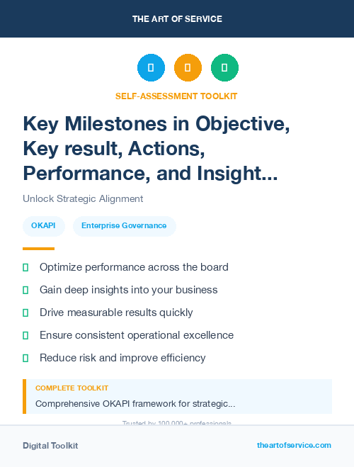 Key Milestones in Objective, Key result, Actions, Performance, and Insights - OKAPI Method