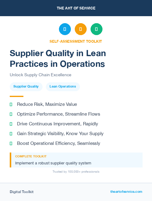 Supplier Quality in Lean Practices in Operations