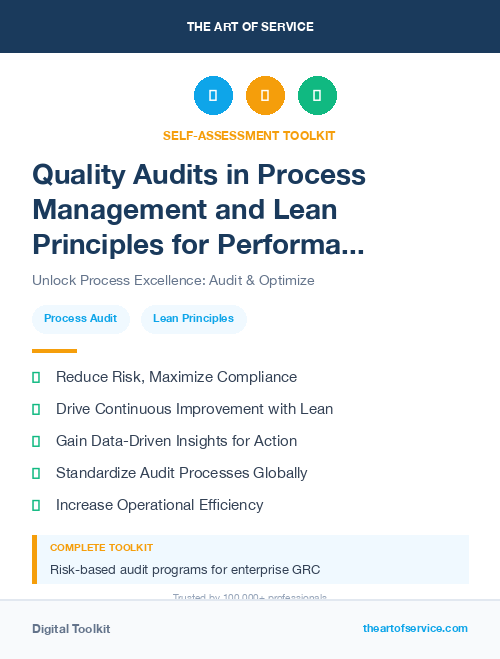 Quality Audits in Process Management and Lean Principles for Performance Improvement