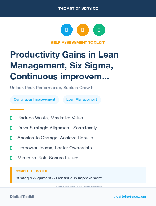 Productivity Gains in Lean Management, Six Sigma, Continuous improvement Introduction