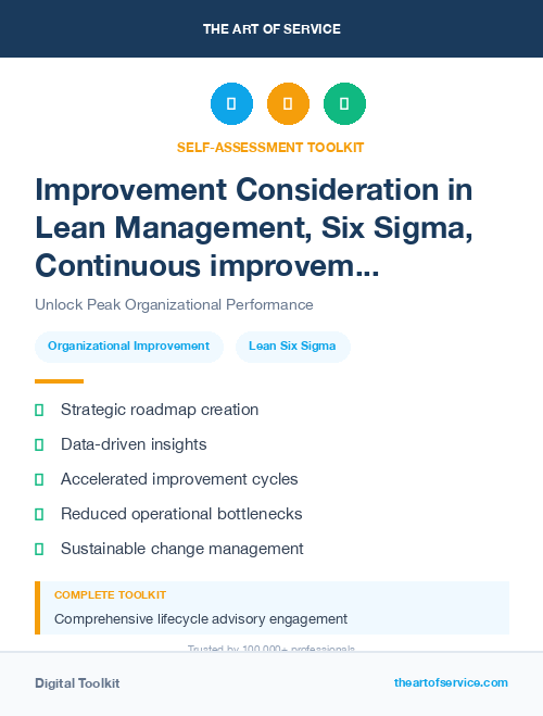 Improvement Consideration in Lean Management, Six Sigma, Continuous improvement Introduction