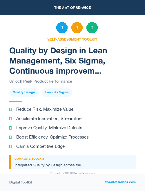 Quality by Design in Lean Management, Six Sigma, Continuous improvement Introduction
