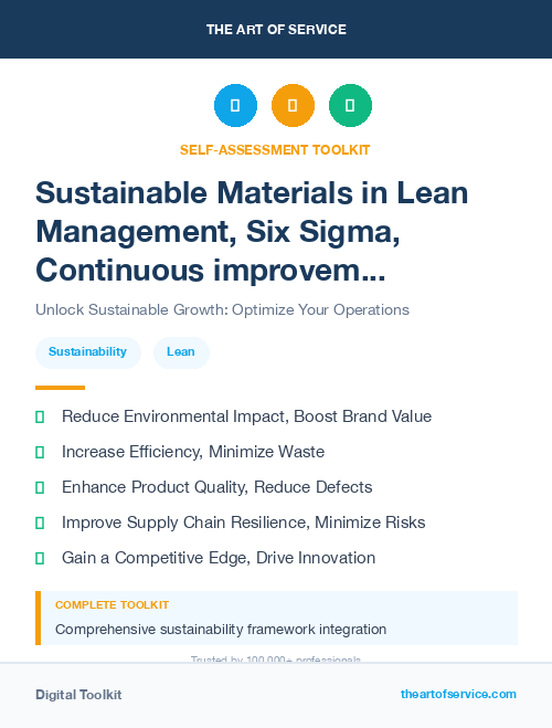 Sustainable Materials in Lean Management, Six Sigma, Continuous improvement Introduction