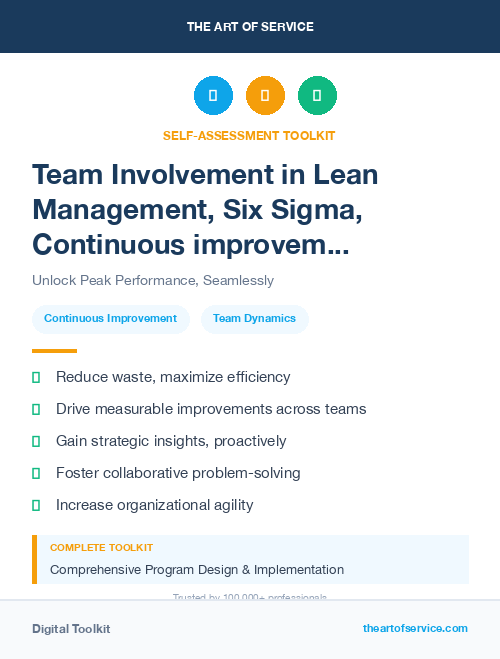 Team Involvement in Lean Management, Six Sigma, Continuous improvement Introduction