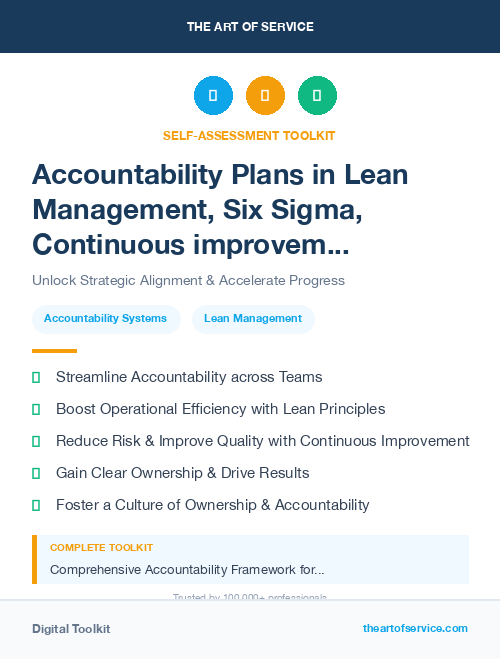 Accountability Plans in Lean Management, Six Sigma, Continuous improvement Introduction