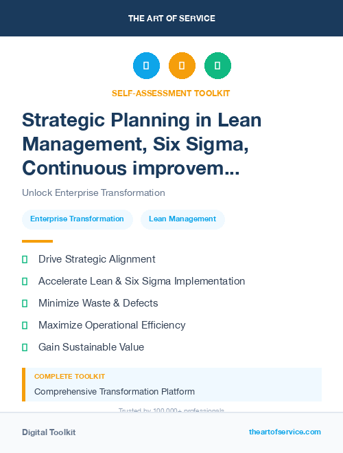 Strategic Planning in Lean Management, Six Sigma, Continuous improvement Introduction