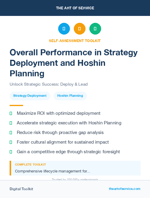 Overall Performance in Strategy Deployment and Hoshin Planning