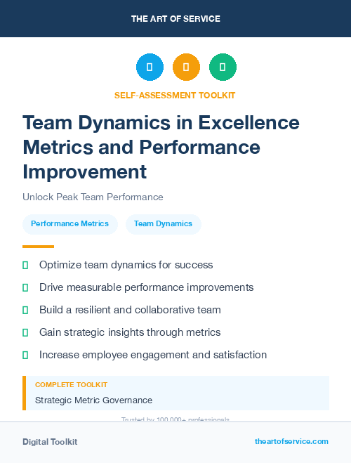 Team Dynamics in Excellence Metrics and Performance Improvement