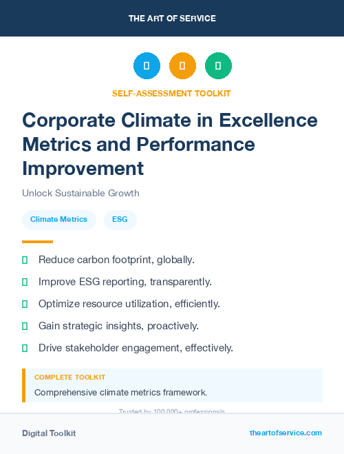 Corporate Climate in Excellence Metrics and Performance Improvement