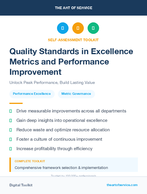 Quality Standards in Excellence Metrics and Performance Improvement