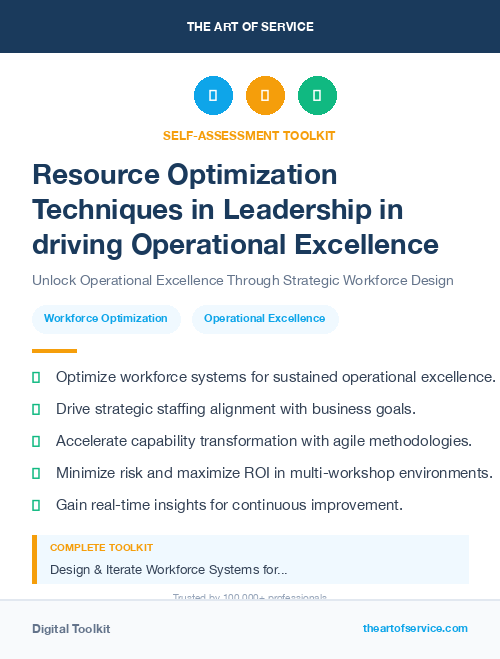 Resource Optimization Techniques in Leadership in driving Operational Excellence
