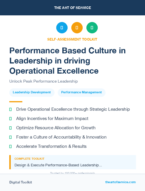 Performance Based Culture in Leadership in driving Operational Excellence