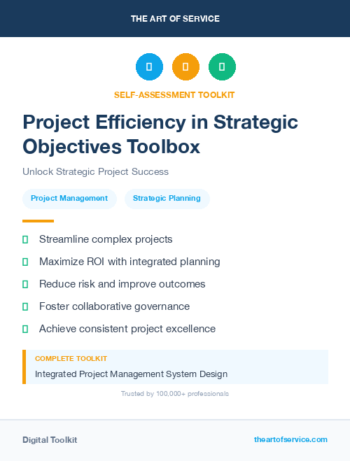 Project Efficiency in Strategic Objectives Toolbox