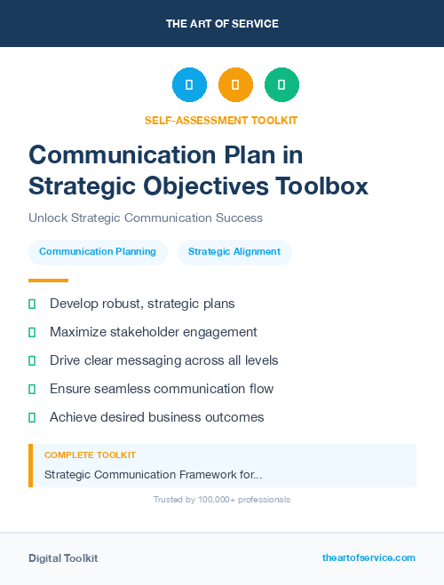 Communication Plan in Strategic Objectives Toolbox