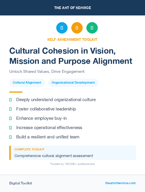 Cultural Cohesion in Vision, Mission and Purpose Alignment