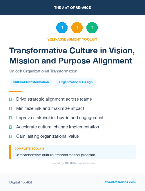 Transformative Culture in Vision, Mission and Purpose Alignment