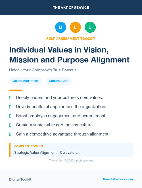 Individual Values in Vision, Mission and Purpose Alignment
