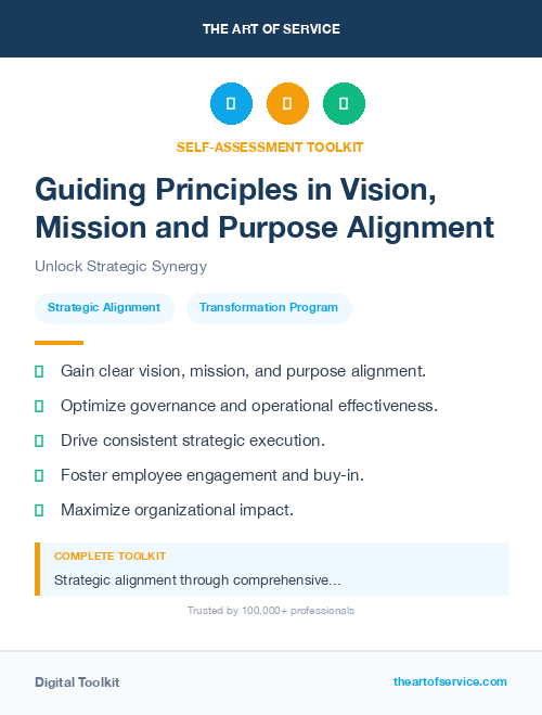 Guiding Principles in Vision, Mission and Purpose Alignment