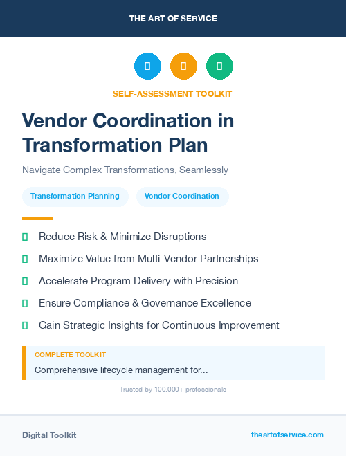 Vendor Coordination in Transformation Plan