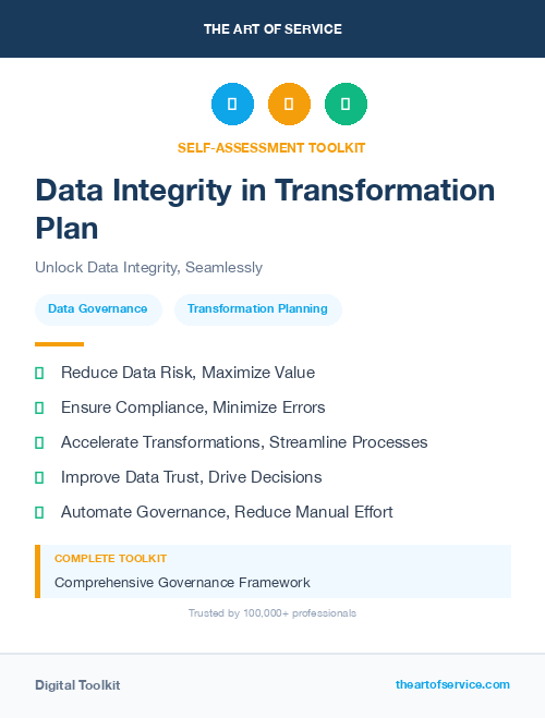 Data Integrity in Transformation Plan