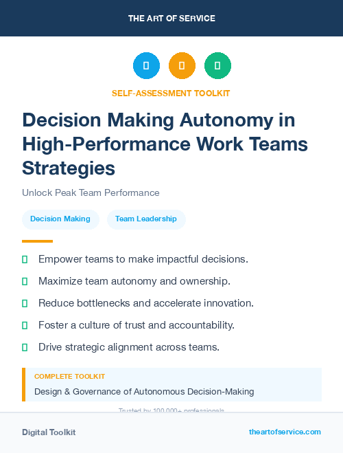 Decision Making Autonomy in High-Performance Work Teams Strategies