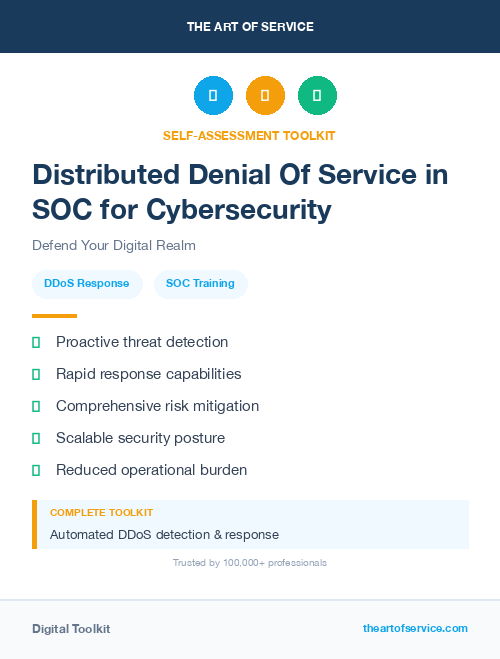 Distributed Denial Of Service in SOC for Cybersecurity