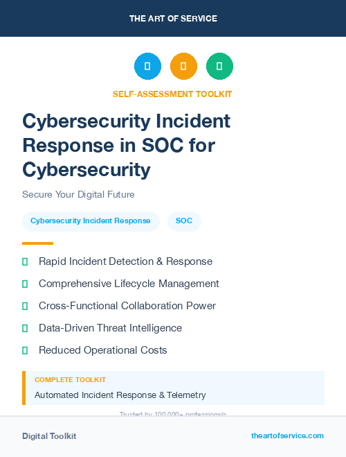 Cybersecurity Incident Response in SOC for Cybersecurity