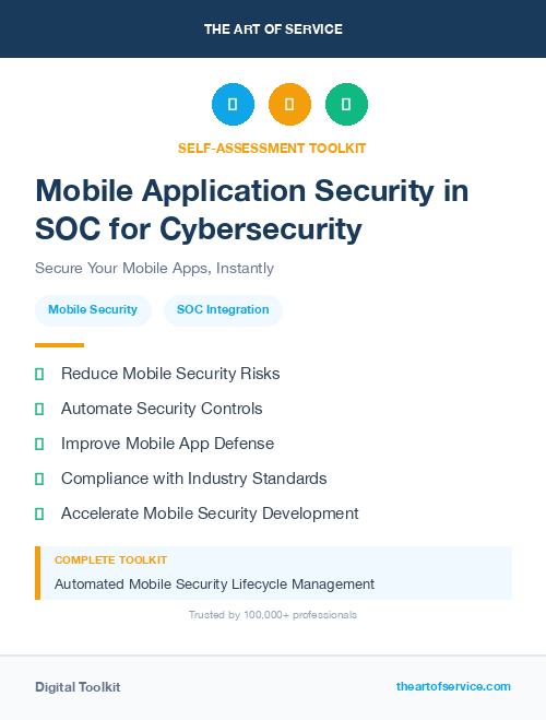 Mobile Application Security in SOC for Cybersecurity