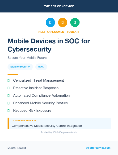 Mobile Devices in SOC for Cybersecurity