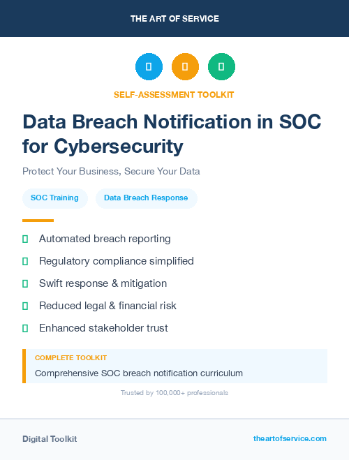 Data Breach Notification in SOC for Cybersecurity