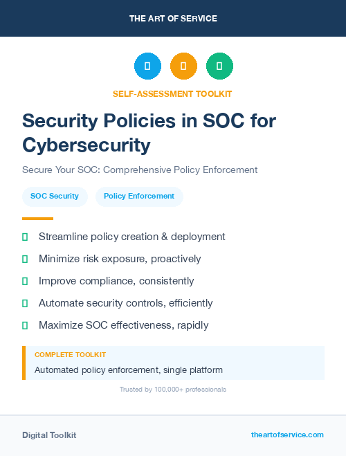 Security Policies in SOC for Cybersecurity
