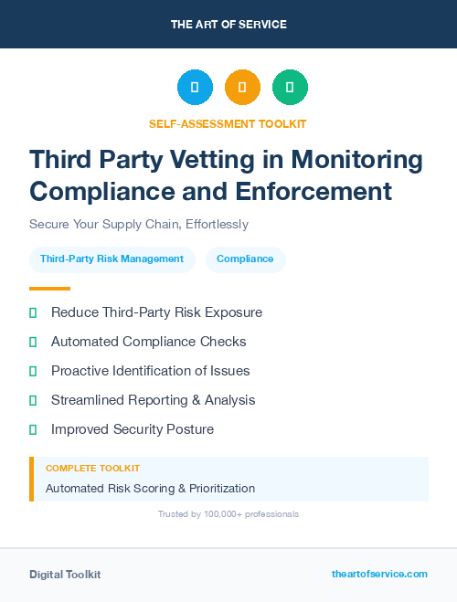 Third Party Vetting in Monitoring Compliance and Enforcement