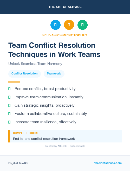 Team Conflict Resolution Techniques in Work Teams