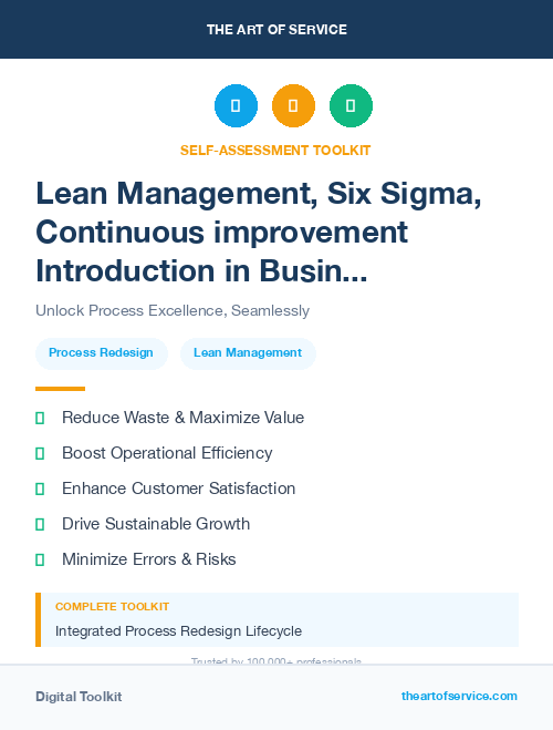 Lean Management, Six Sigma, Continuous improvement Introduction in Business Process Redesign